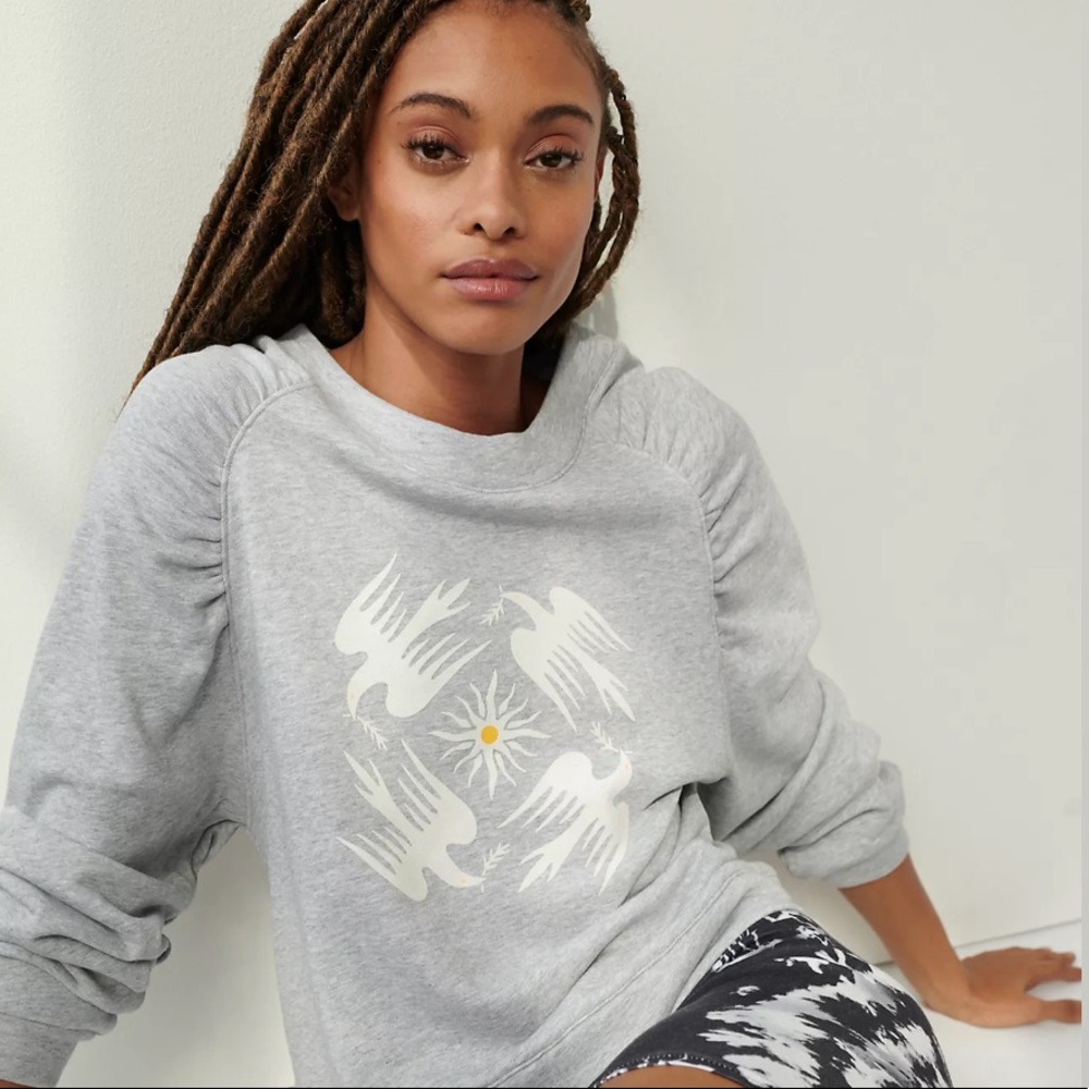 Anthropologie Jason Yun Doves Sweatshirt Sz XS